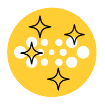 Icon representing brand dots with stars