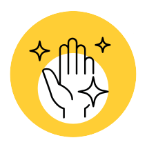 Icon representing a hand with stars